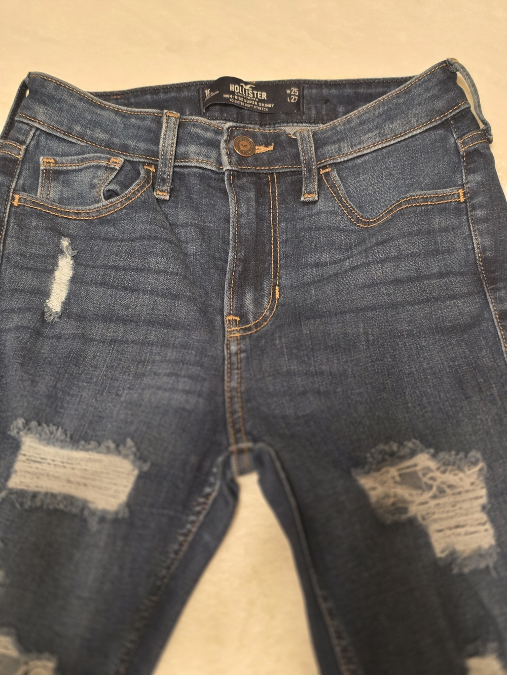 Hollister Dark Blue Ripped Skinny Jeans - Picture 3 of 7